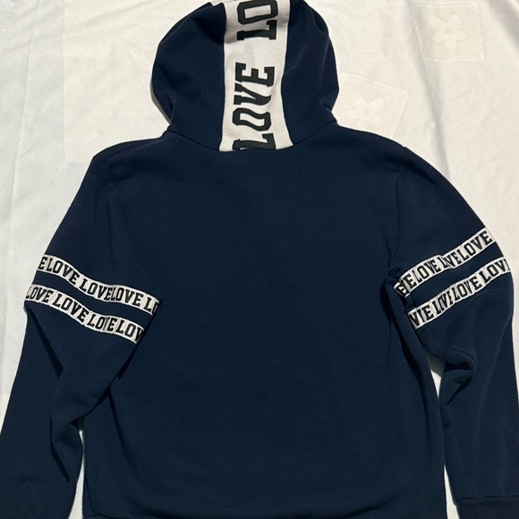 Women’s Large Navy Hoodie with Deep Front Pockets “Love” - Picture 4 of 8